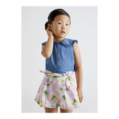 Mayoral Girls Mauve Patterned Shorts